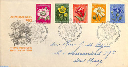 Netherlands 1952 Flowers 5v, FDC, Open Flap, Written Address, First Day Cover, Nature - Flowers & Plants - Brieven En Documenten