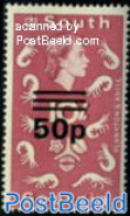 South Georgia / Falklands Dep. 1971 50p On 10Sh, Stamp Out Of Set, Mint NH, Nature - Shells & Crustaceans - Vie Marine