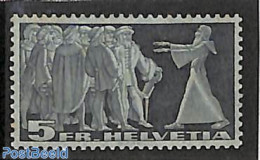 Switzerland 1938 5Fr, Stamp Out Of Set, Unused (hinged) - Nuovi