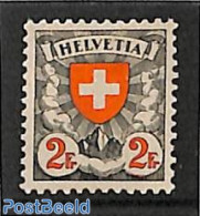 Switzerland 1924 2Fr, Grid Gum, Stamp Out Of Set, Unused (hinged) - Nuevos