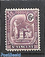 Saint Vincent 1909 6p, Without Point Under D, Stamp Out Of Set, Unused (hinged) - St.Vincent (1979-...)