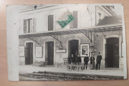 Carte Photo CPA AIXE Sur VIENNE Voyageurs Chef De Gare Sur Le Quai De La Gare D'aixe Sur Vienne 1912 Vue Rare - Aixe Sur Vienne