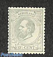 Netherlands 1884 12.5c, Grey, Perf. 12.5, Small Holes, Unused (hinged) - Nuovi