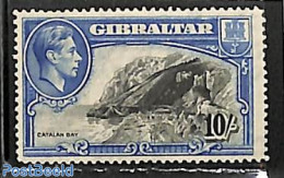 Gibraltar 1938 10Sh, Perf. 14, Stamp Out Of Set, Unused (hinged), History - Coat Of Arms - Gibilterra