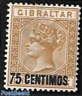 Gibraltar 1889 75c On 1Sh, Stamp Out Of Set, Unused (hinged) - Gibilterra