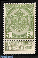 Belgium 1907 5c, Stamp Out Of Set, Unused (hinged), History - Coat Of Arms - Ongebruikt