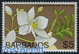 Barbados 1974 5$, Stamp Out Of Set, Mint NH, Nature - Flowers & Plants - Orchids - Barbados (1966-...)