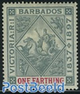 Barbados 1897 1Fa, Stamp Out Of Set, Unused (hinged), Nature - Horses - Barbados (1966-...)