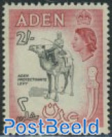 Aden 1954 2Sh, Carminerosa/blacK, Stamp Out Of Set, Mint NH, Nature - Animals (others & Mixed) - Camels - Autres & Non Classés