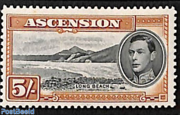 Ascension 1944 5Sh, Perf. 13, Stamp Out Of Set, Unused (hinged) - Ascensión