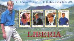 Liberia 2000 Prince William 4v M/s, Mint NH, History - Kings & Queens (Royalty) - Koniklijke Families