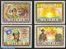 Liberia 1981 Revolution Of 1980 4v, Mint NH, History - Various - Flags - Politicians - Maps - Geografia