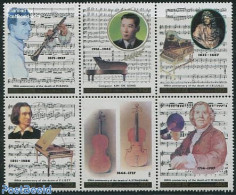 Korea, North 1987 Musicians 6v [++], Mint NH, Performance Art - Music - Musique