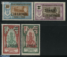French India 1928 Overprints 4v, Mint NH, Nature - Birds - Unused Stamps