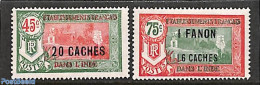 French India 1927 Overprints 2v, Mint NH - Ungebraucht