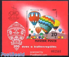Hungary 1983 200 Years Aviation S/s Imperforated, Mint NH, Transport - Balloons - Unused Stamps