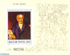 Hungary 1982 V. Goethe S/s Imperforated, Mint NH, History - Germans - Art - Authors - Paintings - Unused Stamps