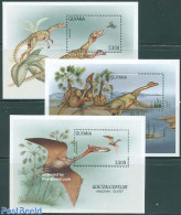 Guyana 1996 Preh. Animals 3 S/s, Mint NH, Nature - Prehistoric Animals - Préhistoriques
