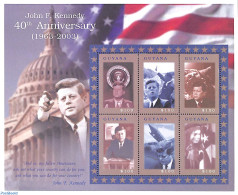 Guyana 2003 J.F. Kennedy 6v M/s, Mint NH, History - Transport - American Presidents - Politicians - Space Exploration - Guyane (1966-...)