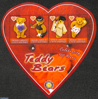 Grenada Grenadines 2002 Teddy Bears 4v M/s, Heart Shape, Mint NH, Various - Teddy Bears - Toys & Children's Games - Grenade (1974-...)
