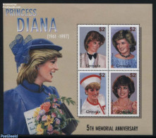 Grenada 2002 Death Of Diana 5th Anniv. 4v M/s, Mint NH, History - Charles & Diana - Kings & Queens (Royalty) - Familles Royales