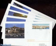 France 2002 Envelopes, Marseille, Set Of 5 Diff. Envelopes, Unused Postal Stationary, Transport - Ships And Boats - Ca.. - Brieven En Documenten