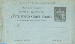 France 1897 Pneumatic Post Card 50c Black, Unused Postal Stationary - 1859-1959 Covers & Documents