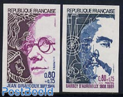 France 1974 Famous Persons 2v Imperforated, Mint NH, Authors - Ungebraucht