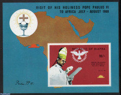 Biafra 1969 Pope Visit In Africa Imperforated S/s, Mint NH, Religion - Various - Pope - Religion - Maps - Pausen