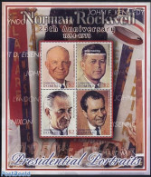 Dominica 2003 Rockwell, Presidents 4v M/s, Mint NH, History - American Presidents - Art - Modern Art (1850-present) - .. - Dominicaanse Republiek