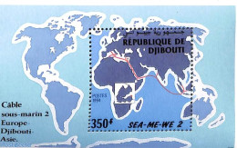 Djibouti 1994 Sea Cable S/s, Mint NH, Science - Various - Telecommunication - Maps - Télécom