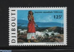 Djibouti 1999 World Telecommunication Day 1v, Mint NH, Nature - Transport - Cattle - Railways - Trains