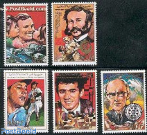 Comoros 1988 Famous Persons 5v, Mint NH, Sport - Transport - Various - Baseball - Chess - Space Exploration - Rotary - Béisbol