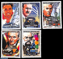 Central Africa 1989 Transports 5v, Mint NH, Sport - Transport - Sailing - Automobiles - Railways - Zeilen