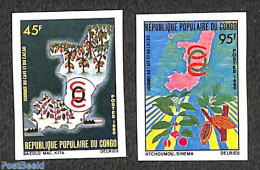 Congo Republic 1980 Coffee & Cacao 2v, Imperforated, Mint NH, Various - Agriculture - Maps - Landbouw