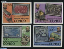 Congo Republic 1979 Sir Rowland Hill 4v, Imperforated, Mint NH, Transport - Sir Rowland Hill - Stamps On Stamps - Rail.. - Rowland Hill
