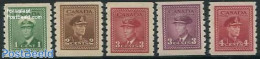 Canada 1942 Definitives, Coil Stamps 5v (perf. 8), Mint NH - Neufs
