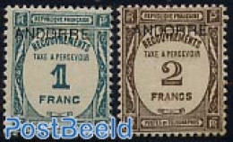 Andorra, French Post 1932 Postage Due 2v, Overprints, Unused (hinged) - Otros & Sin Clasificación