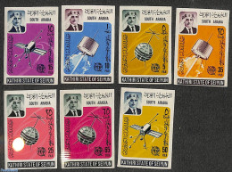 Aden 1966 Seiyun, ITU Centenary 7v Imperforated, Mint NH, Science - Transport - Various - Telecommunication - Space Ex.. - Telekom