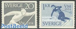 Sweden 1954 Skiing 2v, Mint NH, Sport - Skiing - Sport (other And Mixed) - Ungebraucht