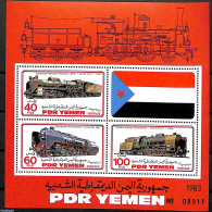 Yemen, South 1983 Locomotives S/s, Mint NH, Transport - Railways - Trains