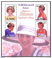 Saint Vincent 2003 Death Of Diana 4v M/s, Mint NH, History - Charles & Diana - Kings & Queens (Royalty) - Familles Royales