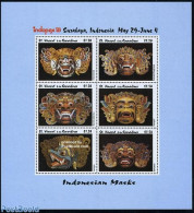 Saint Vincent 1993 IndopeX, Masks 6v M/s, Mint NH, Various - Folklore - St.Vincent (1979-...)