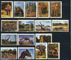 Umm Al-Quwain 1972 Animals 16v, Mint NH, Nature - Animals (others & Mixed) - Bears - Cat Family - Rhinoceros - Sea Mam.. - Umm Al-Qaiwain