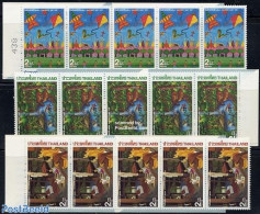 Thailand 1995 Children Day 3 Booklets, Mint NH, Stamp Booklets - Art - Children Drawings - Unclassified