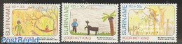 Suriname, Republic 1990 Child Welfare 3v, Mint NH, Art - Children Drawings - Surinam