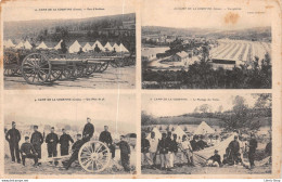 Camp De La Courtine - Cpa Multi Vues - Parc D'artillerie - Vue Générale - Une Pièce De 35 - Le Montage Des Tentes - Sonstige & Ohne Zuordnung