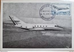 CARTE POSTALE PREMIER JOUR 12 06 1965 G.A.M. DASSAULT - Sud Aviation - "Mystère 20" Fan Jet Facon - - 1946-....: Moderne