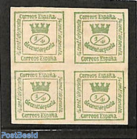 Spain 1873 1/4 In Block Of 4 [+], Unused (hinged) - Unused Stamps