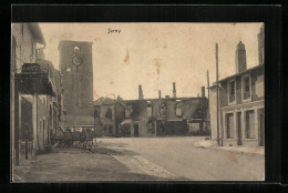 CPA Jarny, Vue De La Rue Avec Maisons En Ruines, Hôtel De L`Est  - Jarny